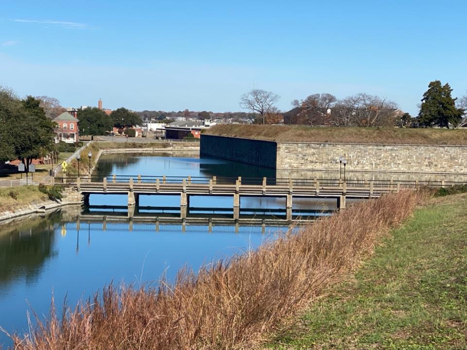 The view from the top of Fort Monroe's pet cemetery.