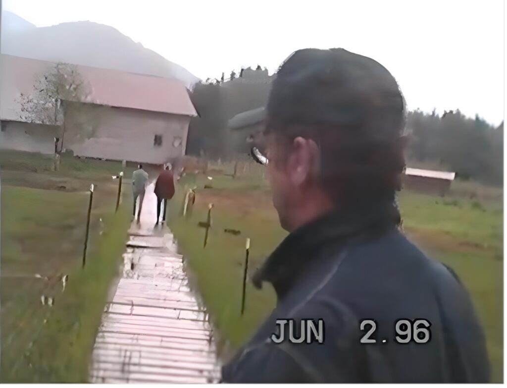Boardwalk leading to barn at The Farm