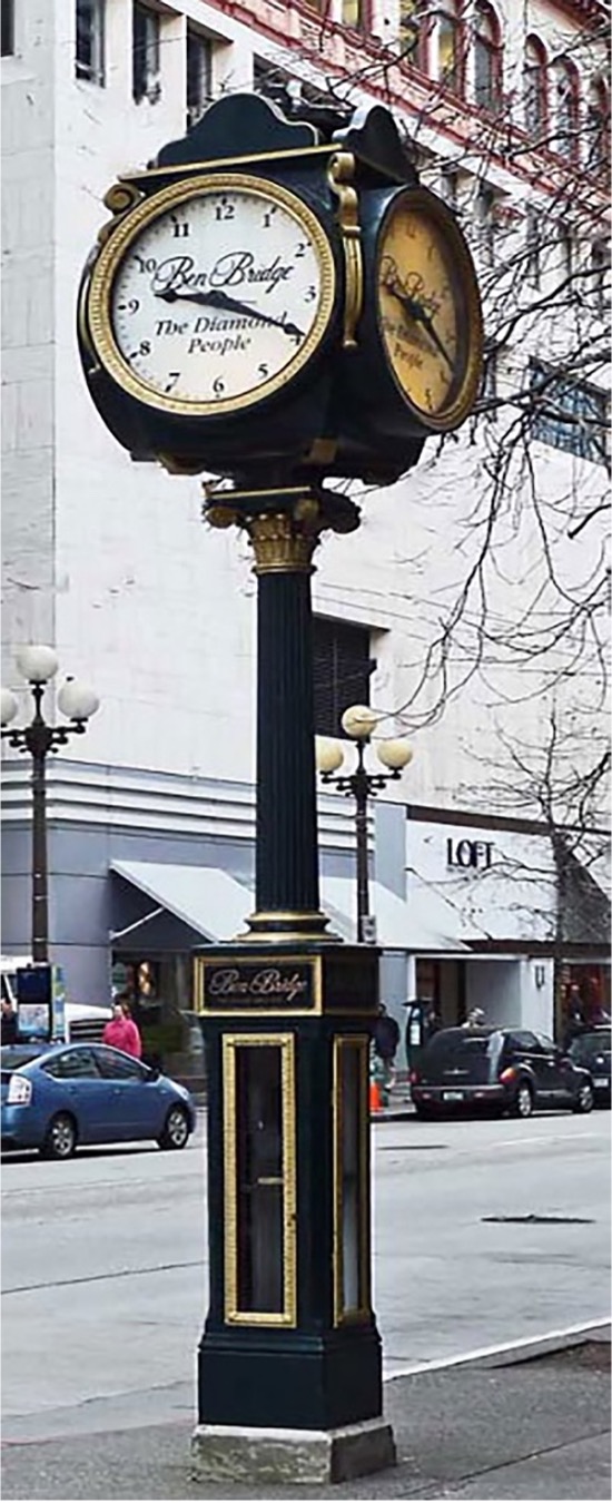 Mayer Clock at 501 Pine Street in Seattle