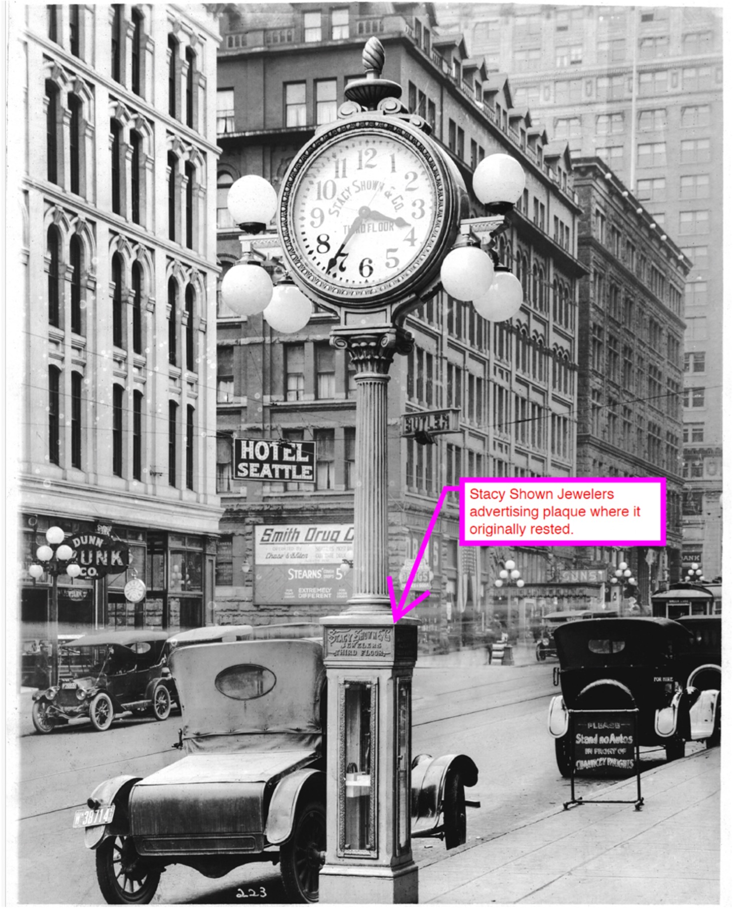 Stacy Shown Jewelers advertising plaque where it originally rested