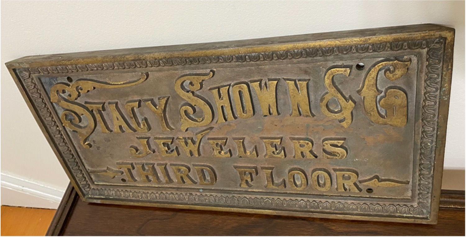 Antique Stacy Shown Jewelers Sign